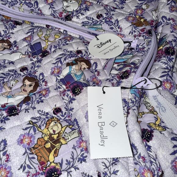 Vera Bradley Disney Belle Purple Floral Campus Backpack Beauty & The Beast New - Picture 14 of 14